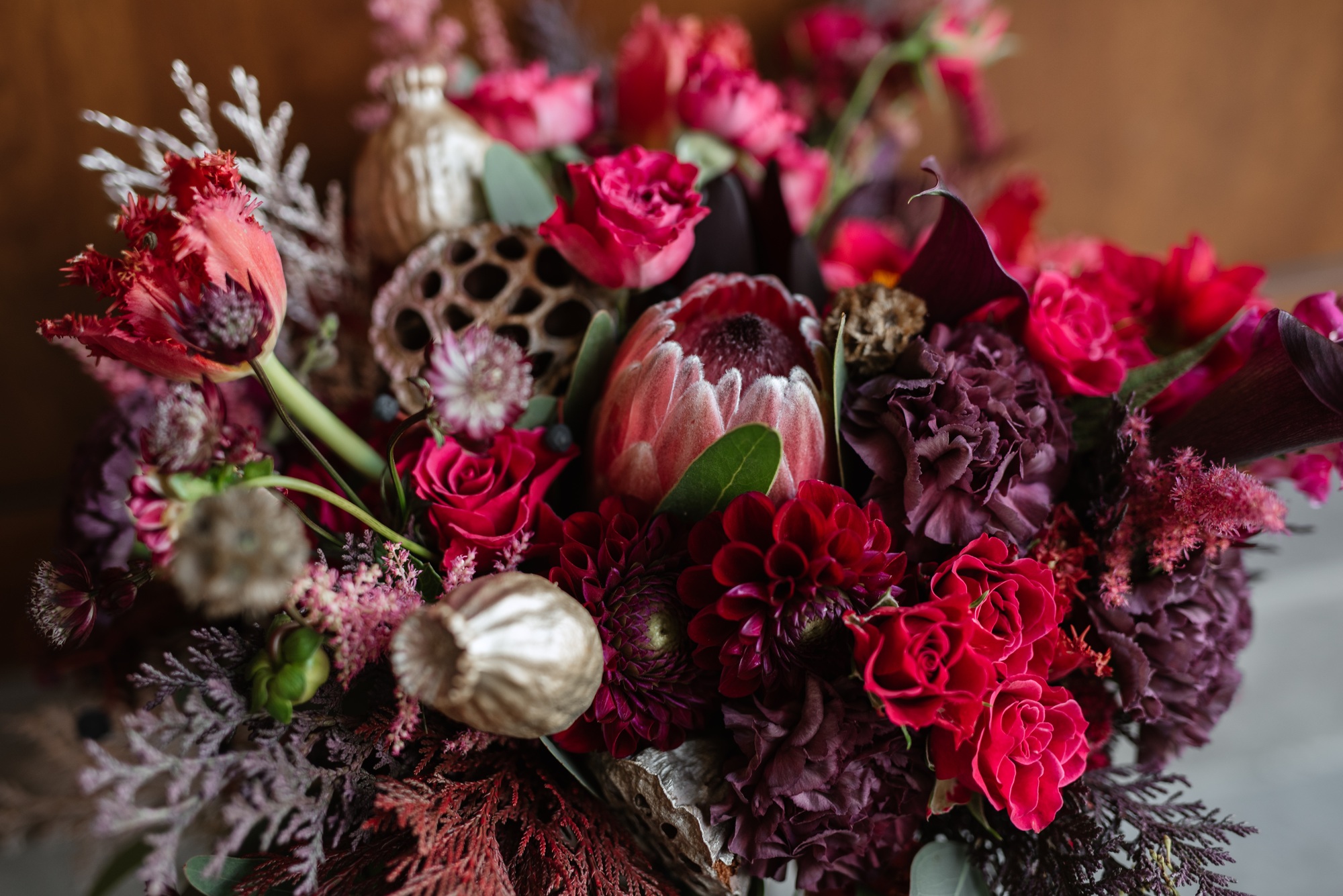 elegant wedding bouquet of fresh natural flowers